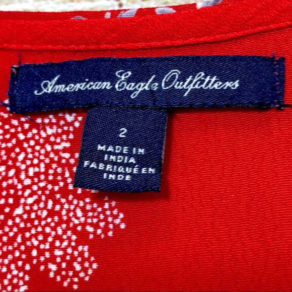 American Eagle Red Floral Peter Collar Dress - Picture 7 of 8